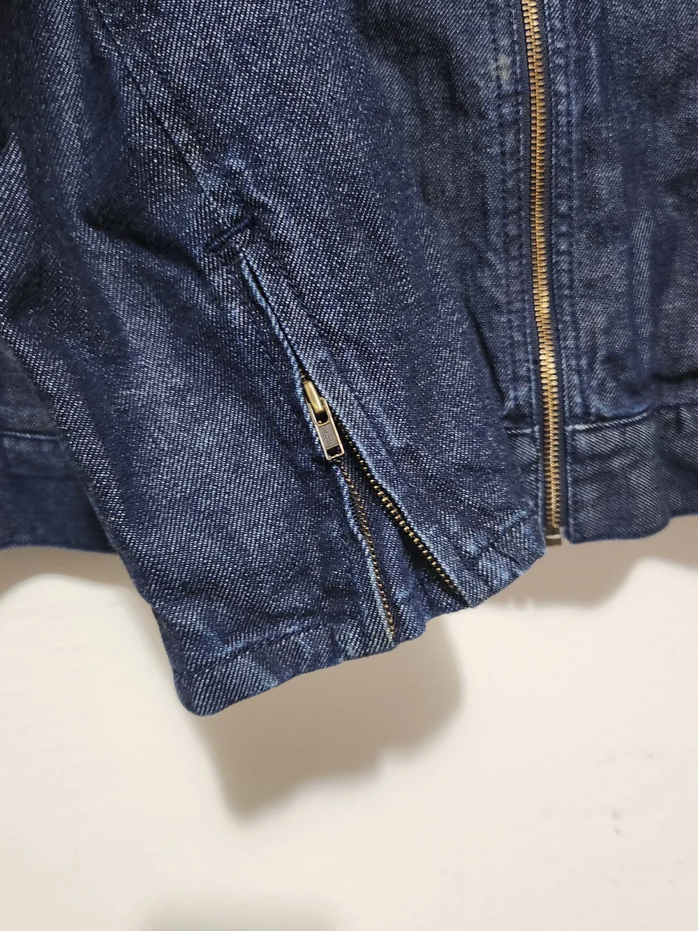 Denim Knit Jacket Sweater Collar Full-Zip Front Pockets Gorpcore-adjacent 22 WP